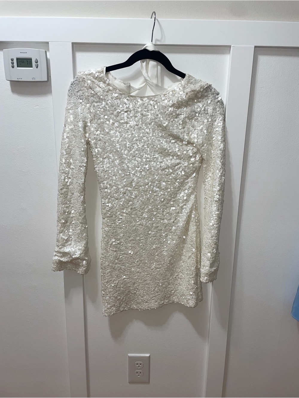 Altar'd State White Sequin Long-Sleeve Tunic Top